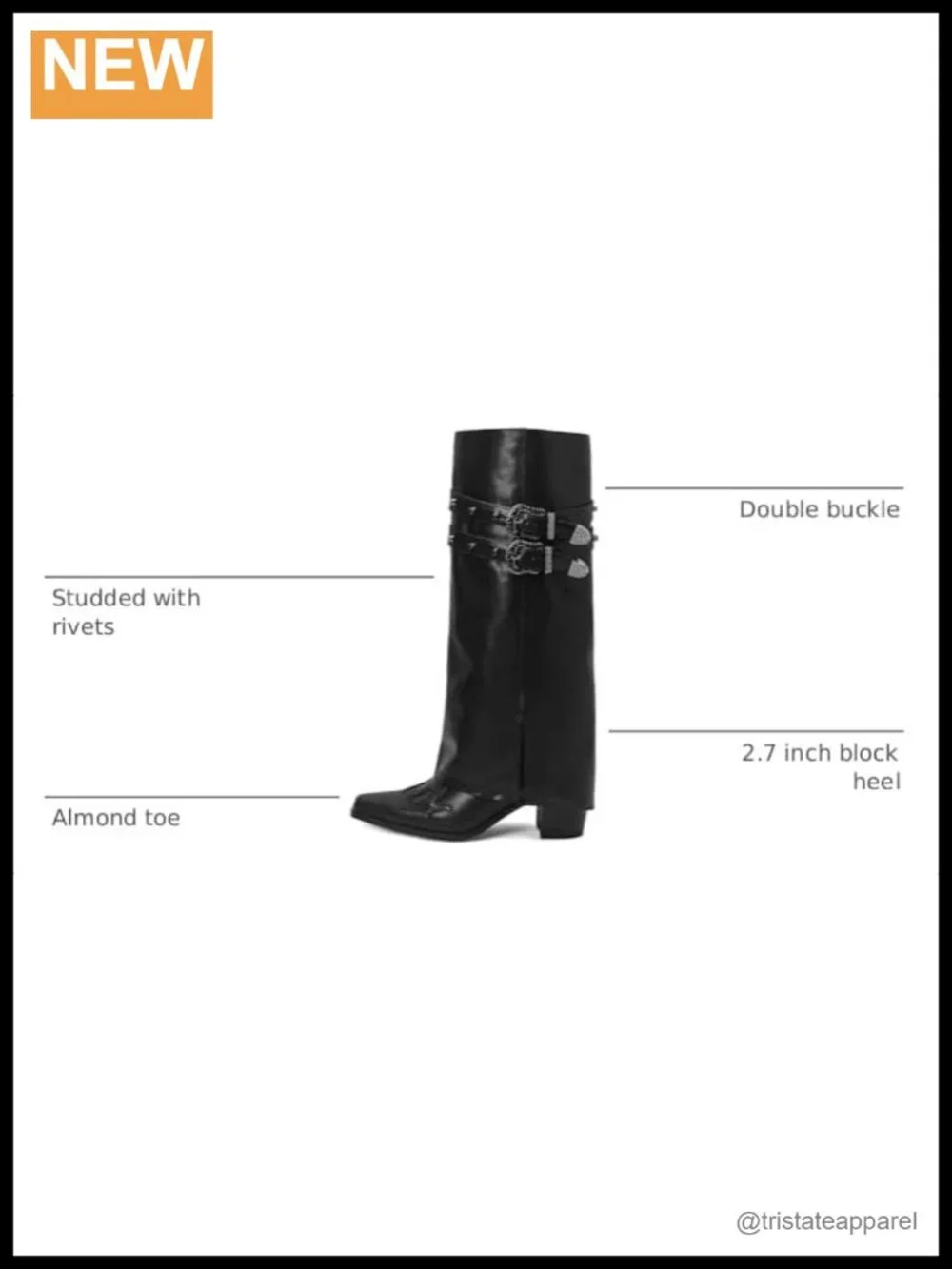 Fold Over Knee High Boots Chunky Block Mid Heel Pull On Tall Boots Wide Calf
